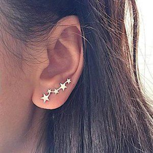 Stars Ear Climber Earrings (Gold)